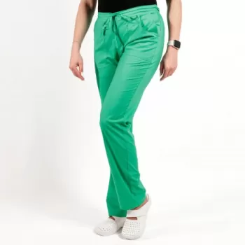 Pantaloni medicali Lotus Flex, stretch, cu elastic si snur, verde chirurgical deschis, CVC-SP2-1