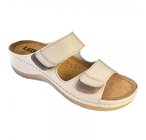 Saboti dama, de vara, din piele, Leon 904, bej-1