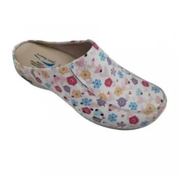 Saboti medicali din piele naturala, lavabili, Nursingcare Wash'Go Berlin, Flowers Heart-1