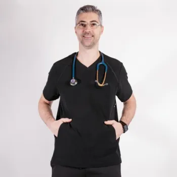 Bluza medicala Lotus Flex, stretch, negru, TS-NP9-1