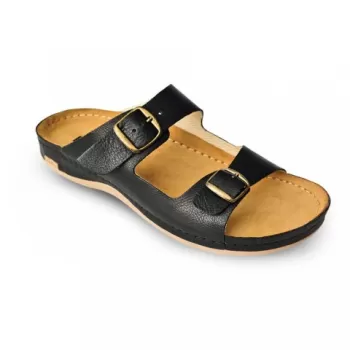 Saboti barbati, din piele, Leon 703M, negru-1