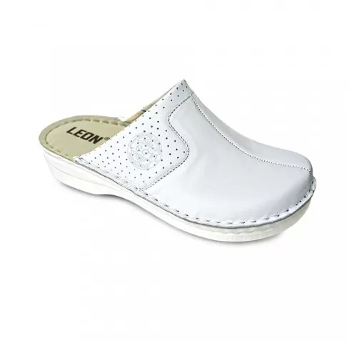 Saboti medicali, de dama, din piele, alb, Leon 360-1
