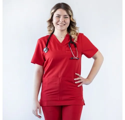 Bluza medicala Lotus Flex, stretch, rosu, TRS-NP16-1