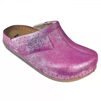 Saboti medicali, de dama, din piele, roz, Leon 801-1