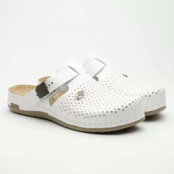 Saboti medicali, de dama, din piele, alb, Leon 950-1