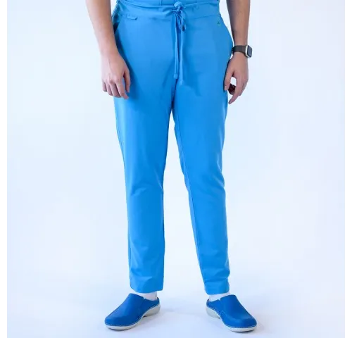 Pantaloni medicali Lotus Flex, stretch, cu snur, albastru deschis, TRS-SP9-1