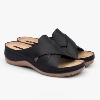 Saboti dama, de vara, din piele, Leon 932, negru-1