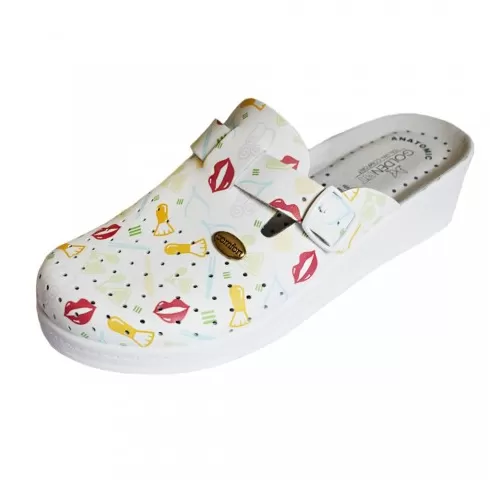 Saboti medicali din piele, cu imprimeu Fantasia 23 - Goldenfit 708/L-1