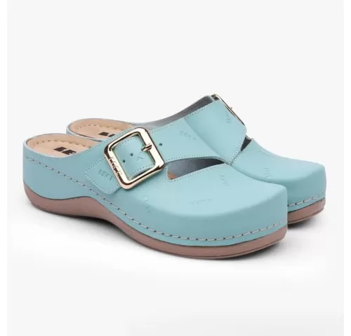 Saboti medicali Leon 933 Bakkar, de dama, din piele, turcoaz mat-1