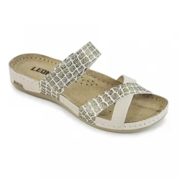 Saboti dama Leon 957, de vara, din piele, bej-1