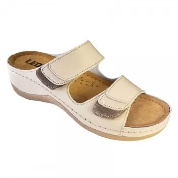 Saboti dama, de vara, din piele, Leon 904, bej-1