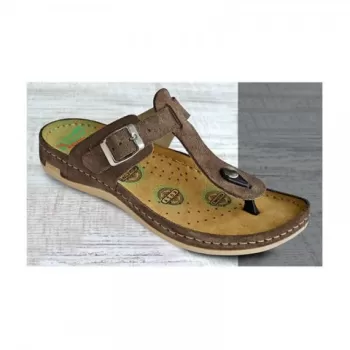 Saboti dama, din piele intoarsa, de vara, Leon 981, maro-1