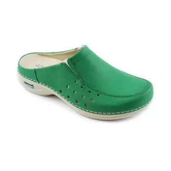 Saboti medicali din piele naturala, lavabili, Nursingcare Wash'Go Berlin, verde-1