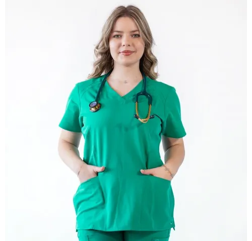 Bluza medicala Lotus Flex, stretch, verde chirurgical, TRS-NP24-1