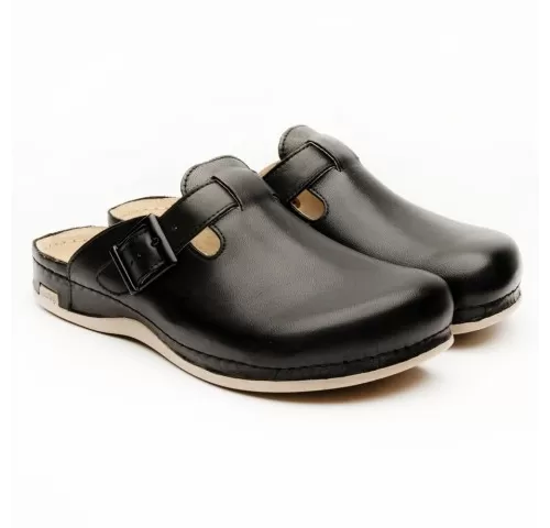 Saboti medicali, de barbati, din piele, negru, Leon 707M-1