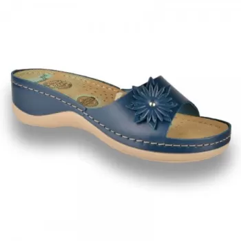 Saboti dama, de vara, din piele naturala, Leon 915, albastru-1