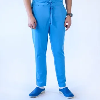 Pantaloni medicali Lotus Flex, stretch, cu snur, albastru deschis, TRS-SP9-1