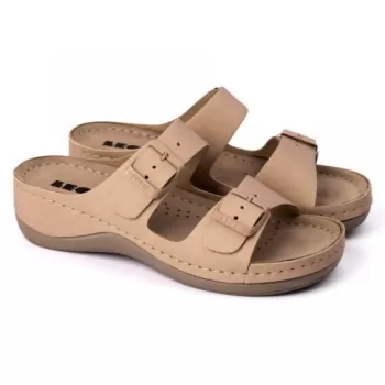 Saboti dama, de vara, din piele, Leon 908, bej-1