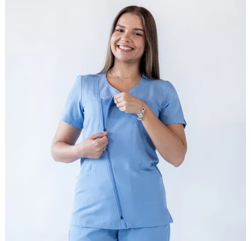Bluza medicala Lotus Flex, stretch, albastru ciel, TRS-JK1-1