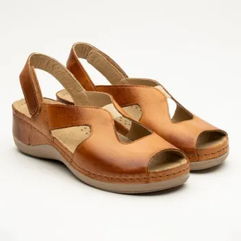 Sandale Leon 924, de vara, din piele, maro-1
