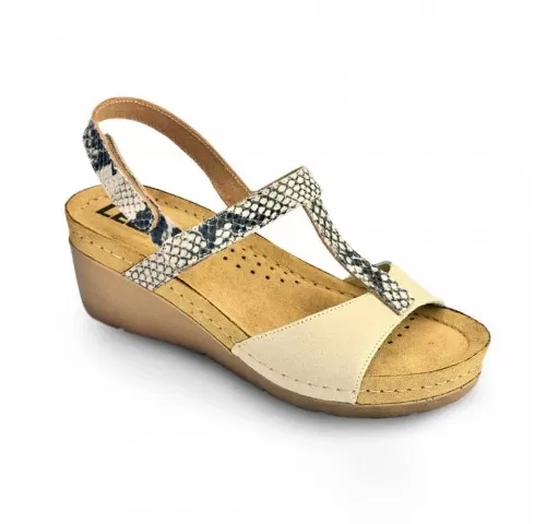 Sandale Leon 1061, din piele, de vara, bej-1