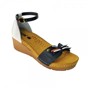 Sandale dama, de vara, din piele, Leon 1025, alb/negru-1