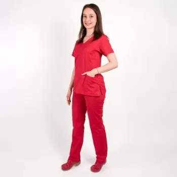 Costum medical Lotus Flex, stretch, rosu, CVC-NP4 CVC-SP2-1