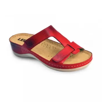 Saboti dama, din piele, de vara, Leon 914, rosu-1