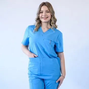 Bluza medicala Lotus Flex, stretch, albastru deschis, TRS-NP16-1
