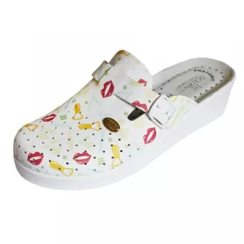 Saboti medicali din piele, cu imprimeu Fantasia 23 - Goldenfit 708/L-1