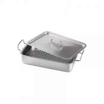 Cutie sterilizare din inox cu maner si capac si grilaj-1