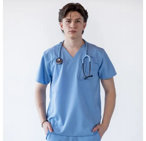 Bluza medicala Lotus Flex, stretch, albastru ciel, TRS-NP23-1