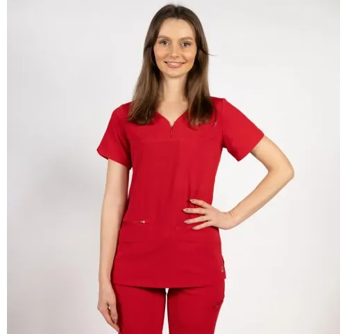 Bluza medicala Lotus Flex, stretch, rosu, TS-NP10-1