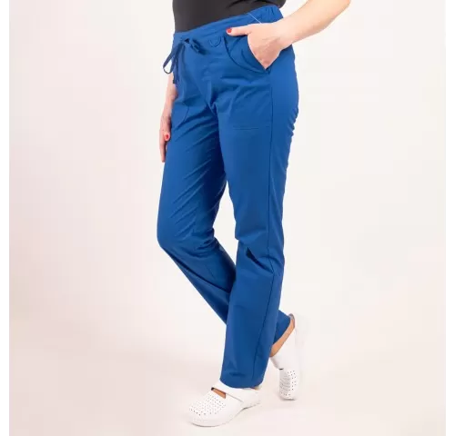 Pantaloni medicali Lotus Flex, stretch, cu elastic si snur, albastru royal, CVC-SP2-1