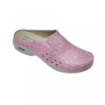 Saboti medicali din piele naturala, lavabili, Nursingcare Wash'Go Berlin, Pink-1