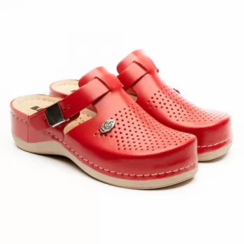 Saboti medicali de dama, din piele, rosu, Leon 900-1