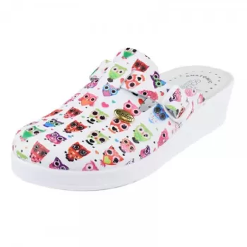 Saboti medicali din piele, cu bufnite - Goldenfit 708/L-1