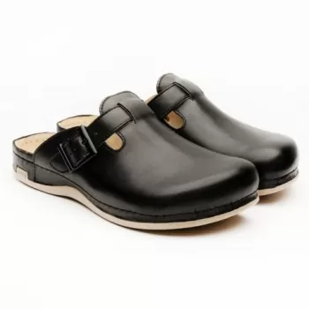 Saboti medicali, de barbati, din piele, negru, Leon 707M-1