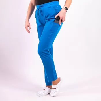 Pantaloni medicali Lotus Flex, stretch, cu snur, albastru royal, TS-SP3-1