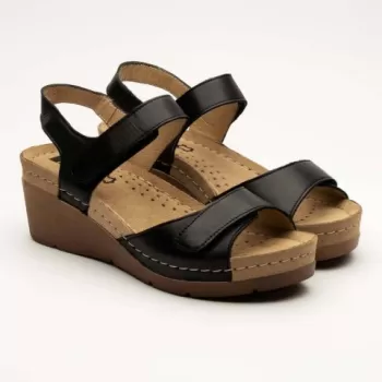 Sandale Leon 1041, din piele, de vara, negru-1