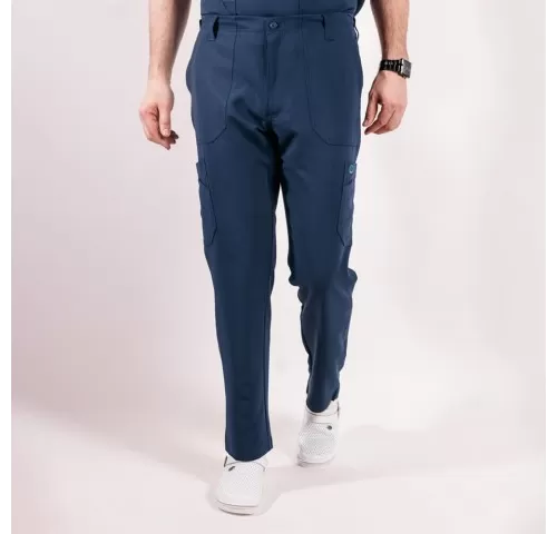 Pantaloni medicali Lotus Flex, stretch, cu snur, bleumarin, TRS-KH2-1