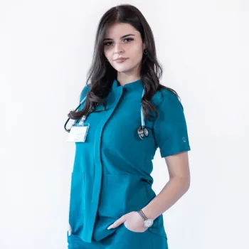 Bluza medicala Lotus Flex, stretch, turcoaz inchis, TRS-JK8-1