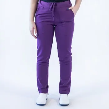 Pantaloni medicali Lotus Flex, stretch, cu snur, wine, TRS-SP9-1