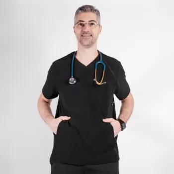 Bluza medicala Lotus Flex, stretch, negru, TS-NP9-1